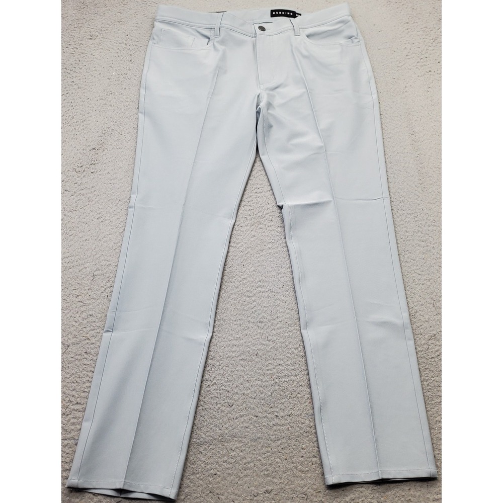 Dunning Golf Flat Front Pants Men 36/32 Gray Performance Stretch Quick Dry